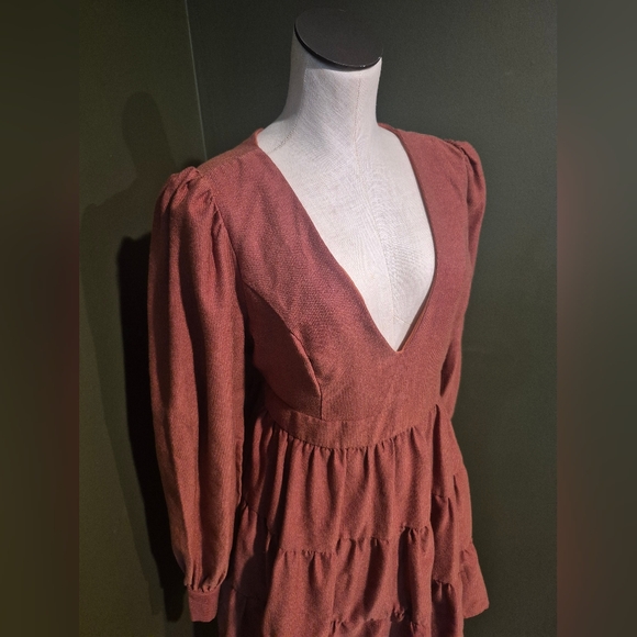 Lulu's Deep Rust Color Long Sleeve Dress - Picture 2 of 7
